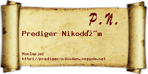 Prediger Nikodém névjegykártya